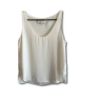 LOFT Ann Taylor Sleeveless Blouse Top Scoop Neck Size XSP White Sheer Petite